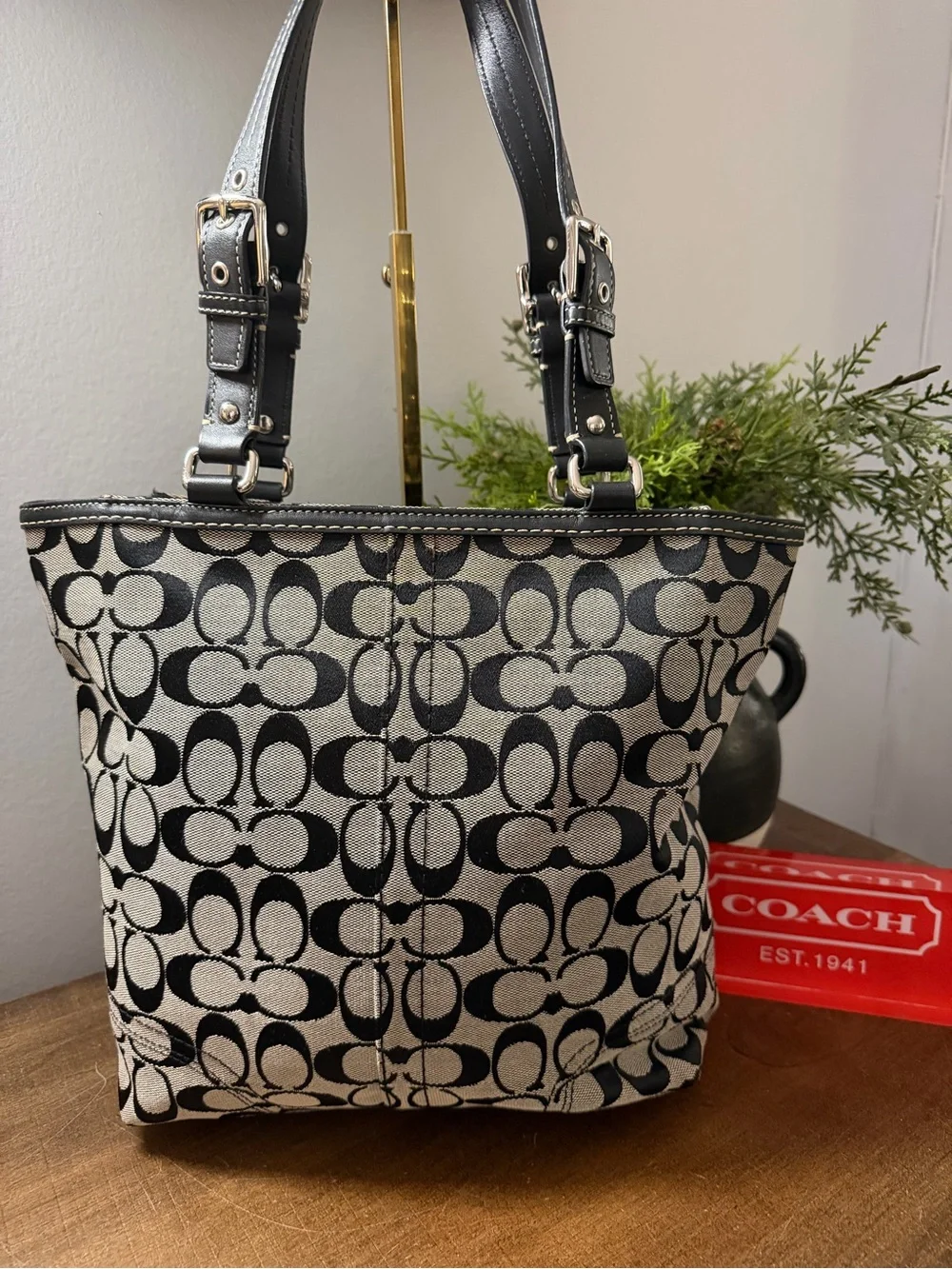 Coach Hampton Signature Monogram Shoulder Bag & Wallet